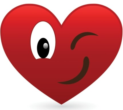 smile wink red heart sticker