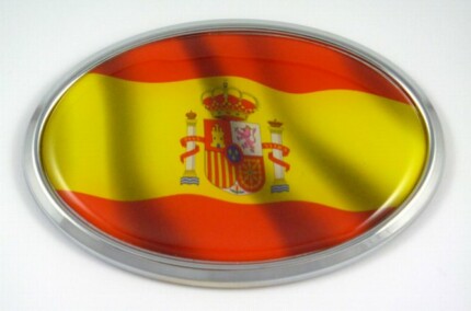Spain Oval  Flag 3D Chrome Emblem