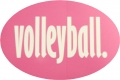 Volleyball Word Sticker Pink and White OVAL