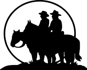 Cowboy Couple Under Sunset Decal
