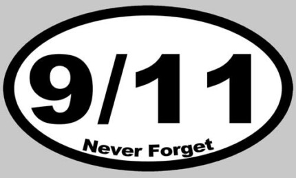 911 Never Forget White Oval Sticker