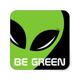 be green alien SQUARE sticker