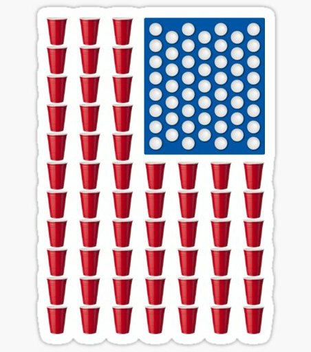 BEER PONG USA FLAG FUNNY BEER STICKER