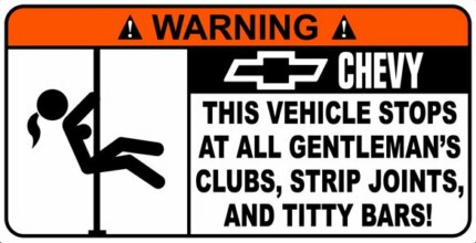 Chevy Funny Warning Sticker 3