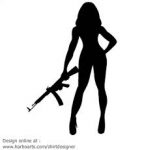 CHICK WITH GUN DECAL 2