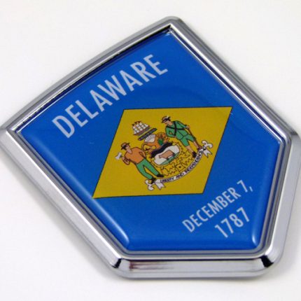 delaware US state flag domed chrome emblem car badge decal