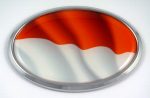 Indonesia Oval  Flag 3D Chrome Emblem