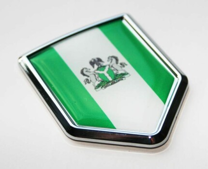Nigeria Nigerian Flag Crest Decal Car Chrome Emblem Sticker
