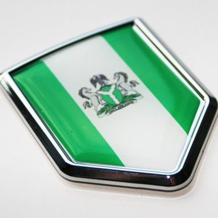 Nigeria Nigerian Flag Crest Decal Car Chrome Emblem Sticker