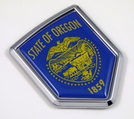 Oregon US state flag domed chrome emblem car badge decal