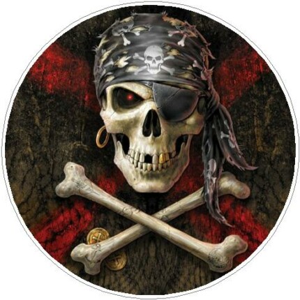 pirate skull round sticker
