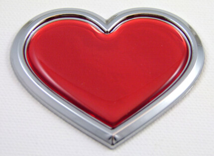 red chrome HEART 3D Adhesive Emblem