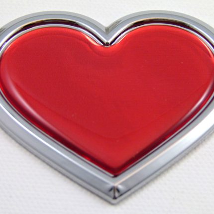 red chrome HEART 3D Adhesive Emblem