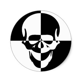 skull_classic_round_b&w sticker