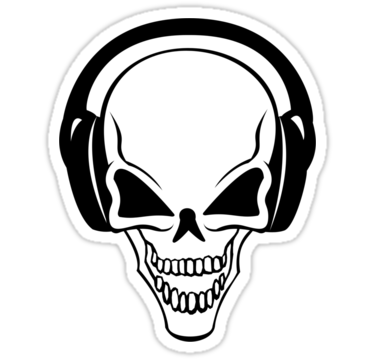 Skull with headphone sticker 3