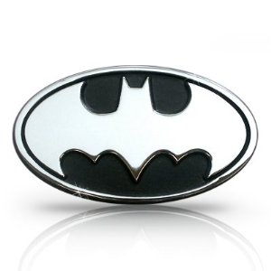 Bat Oval Chrome and Black Emblem