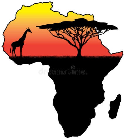 Africa-silhouette-giraffe-tree-inside-outline sticker