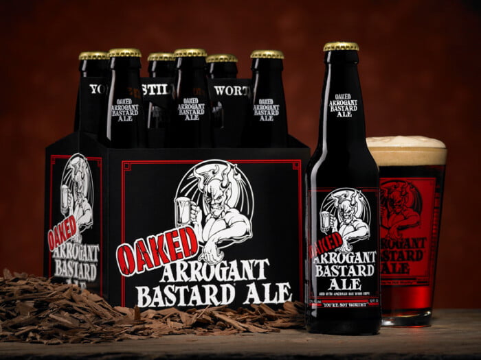 Arrogant Bastard Ale Oaked Six Pack Rectangular Sticker