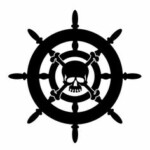 boat wheel with skull-window-stickers-window-decals