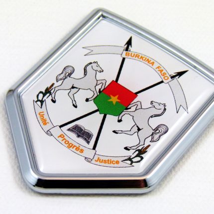 burkina faso shield chrome car badge