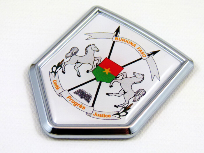 burkina faso shield chrome car badge