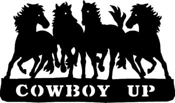 Cowboy up Four Horses Decal