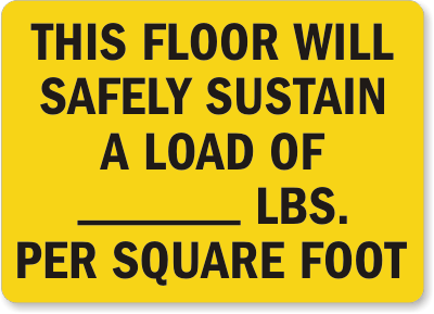 Floor Sustain Load Capacity Sign