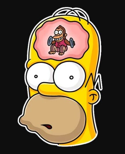 Homer_Jay_Simpson_Thinking of EVIL MONKEY Sticker