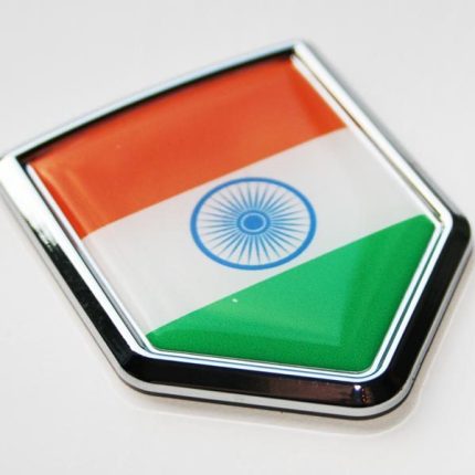 India Indian Flag Crest Decal Car Chrome Emblem Sticker