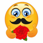smile mustache and rose sticker