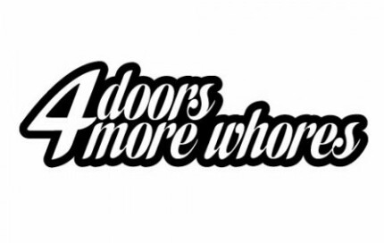 4 Doors for more whores funny auto decal