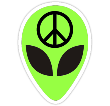 alien head peace sticker