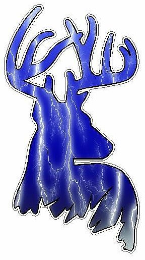 Deer Head Decal 44 - Lightning Blue
