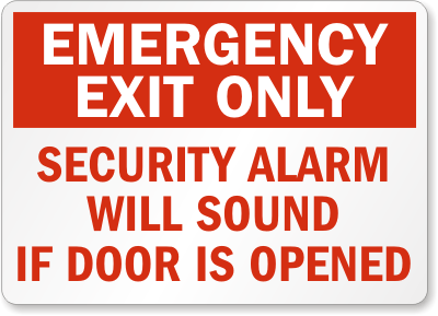 Emergency Exit Security Alarm Sign