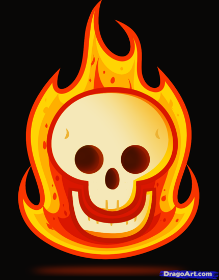 flaming skull sticker 222