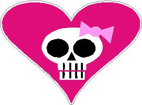 Girl Skull in Hot Pink Heart Sticker