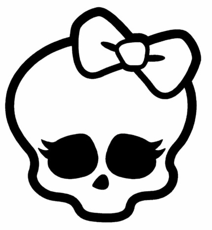 girl skull with bow diecut decal