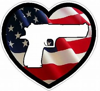 HAND GUN IN HEART FILLS flag usa