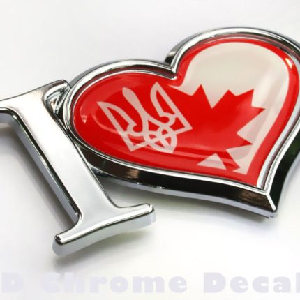 I Love Canada Ukraine Decal Chrome Emblem Sticker Car Badge