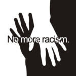 no more racism black and white hand sticker