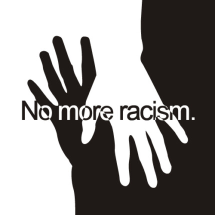 no more racism black and white hand sticker