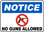 NOTICE NO GUNS ALLOWED STICKER