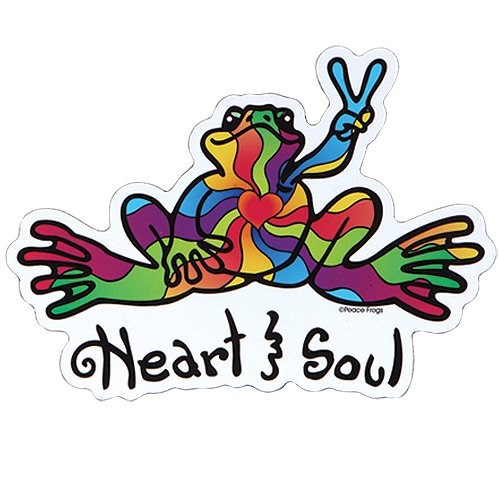 Peace Frogs Heart and Soul Car Sticker