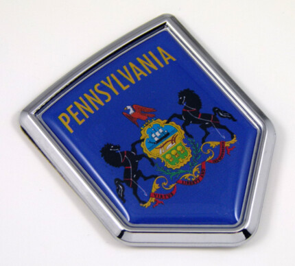 Pennsylvania US state flag domed chrome emblem car badge decal