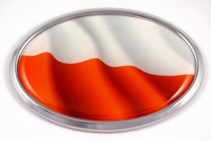 Poland Oval  Flag 3D Chrome Emblem