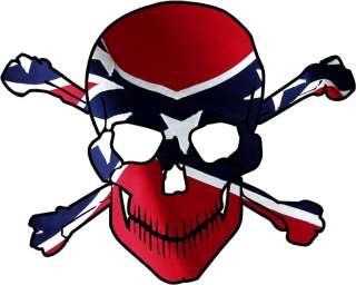 rebel flag skull amd crossbones 3 vinyl sticker