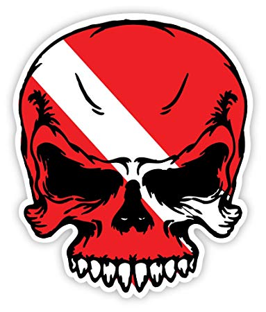 Scuba Diving Flag Skull Sticker 2