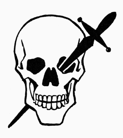 Skull with Dagger in Eye Die Cut Decal