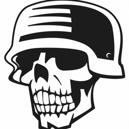 skull with helmet die cut decal 88