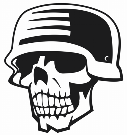 skull with helmet die cut decal 88
